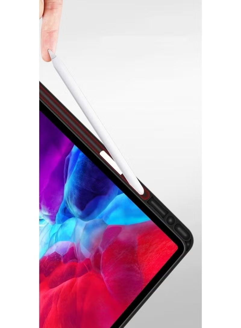 حافظة جلدية فاخرة مع لوحة مفاتيح لاسلكية قابلة للفصل لجهاز iPad Mini 6/8.3″ (2021) - لوحة مفاتيح إنجليزية/عربية، فتحة قلم رصاص، حماية 360 درجة، إغلاق قابل للطي - أسود - Image 5