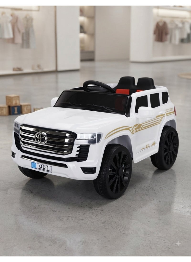 StarKids Toyota Land Cruiser Electric Jeep for Kids with Remote Control: Equipped with two powerful motors and two batteries, comfortable leather seats, and an integrated entertainment sound system for a realistic and safe driving experience for children up to 8 years old with a weight capacity of up to 60 kg. - Image 1