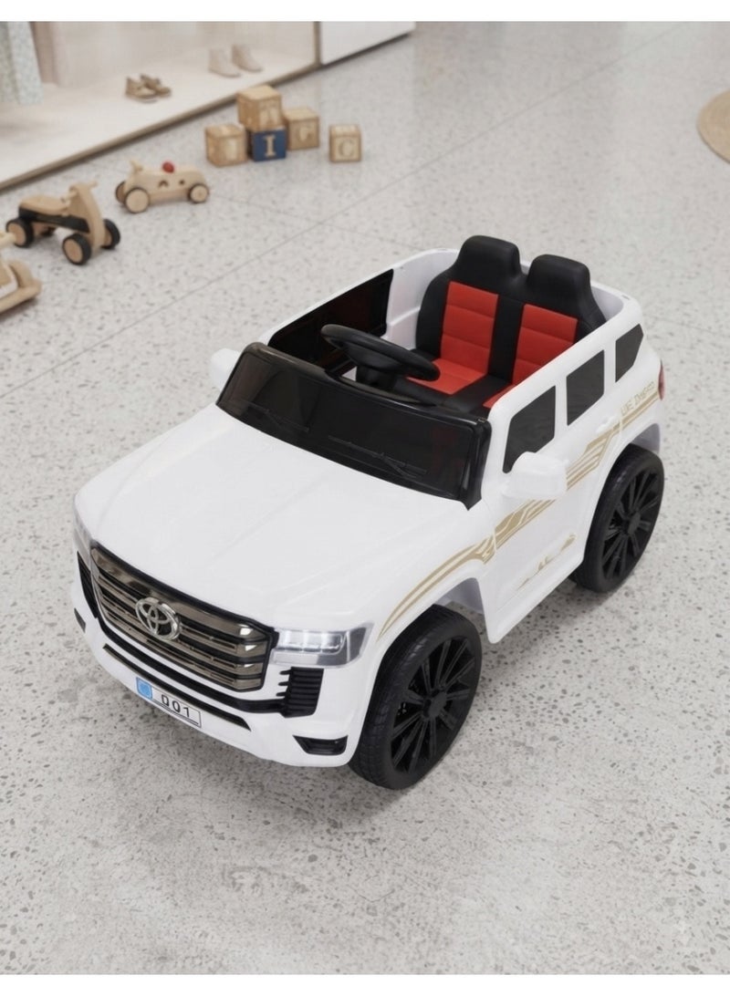 StarKids Toyota Land Cruiser Electric Jeep for Kids with Remote Control: Equipped with two powerful motors and two batteries, comfortable leather seats, and an integrated entertainment sound system for a realistic and safe driving experience for children up to 8 years old with a weight capacity of up to 60 kg. - Image 4