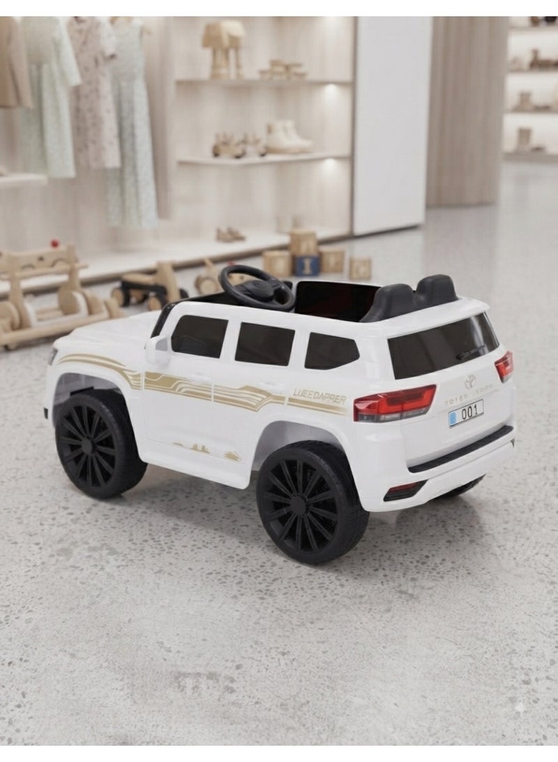 StarKids Toyota Land Cruiser Electric Jeep for Kids with Remote Control: Equipped with two powerful motors and two batteries, comfortable leather seats, and an integrated entertainment sound system for a realistic and safe driving experience for children up to 8 years old with a weight capacity of up to 60 kg. - Image 3