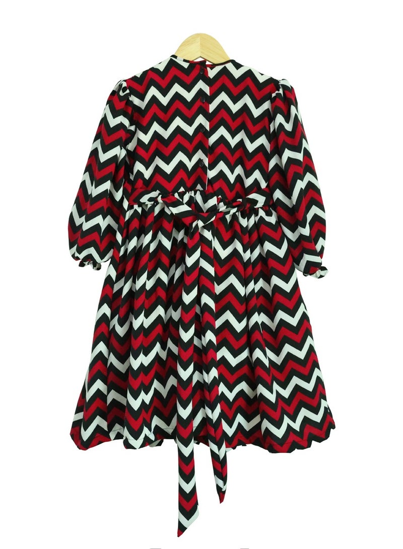 كيدابهو فستان أطفال سموكيد للبنات - شيفرون شيك - Image 2