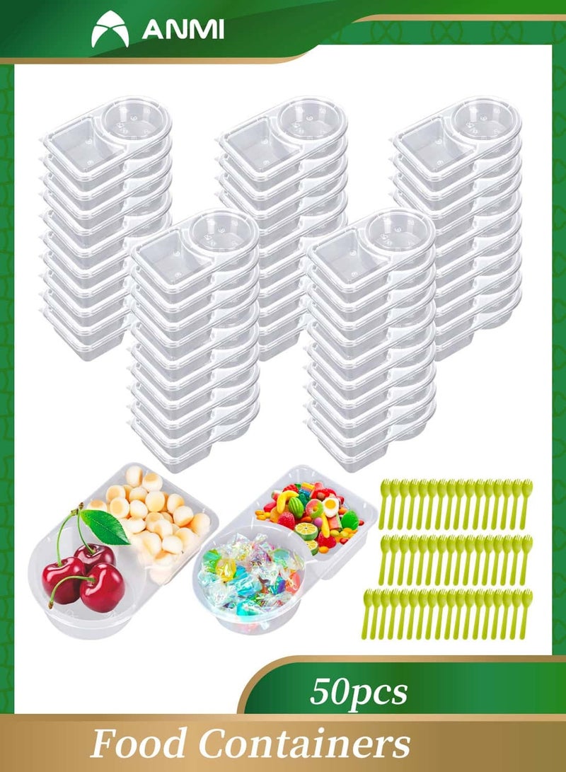Anmi 50pcs Food Storage Containers with Lids, 5oz Snack Containers with 50pcs Spoons - Image 1