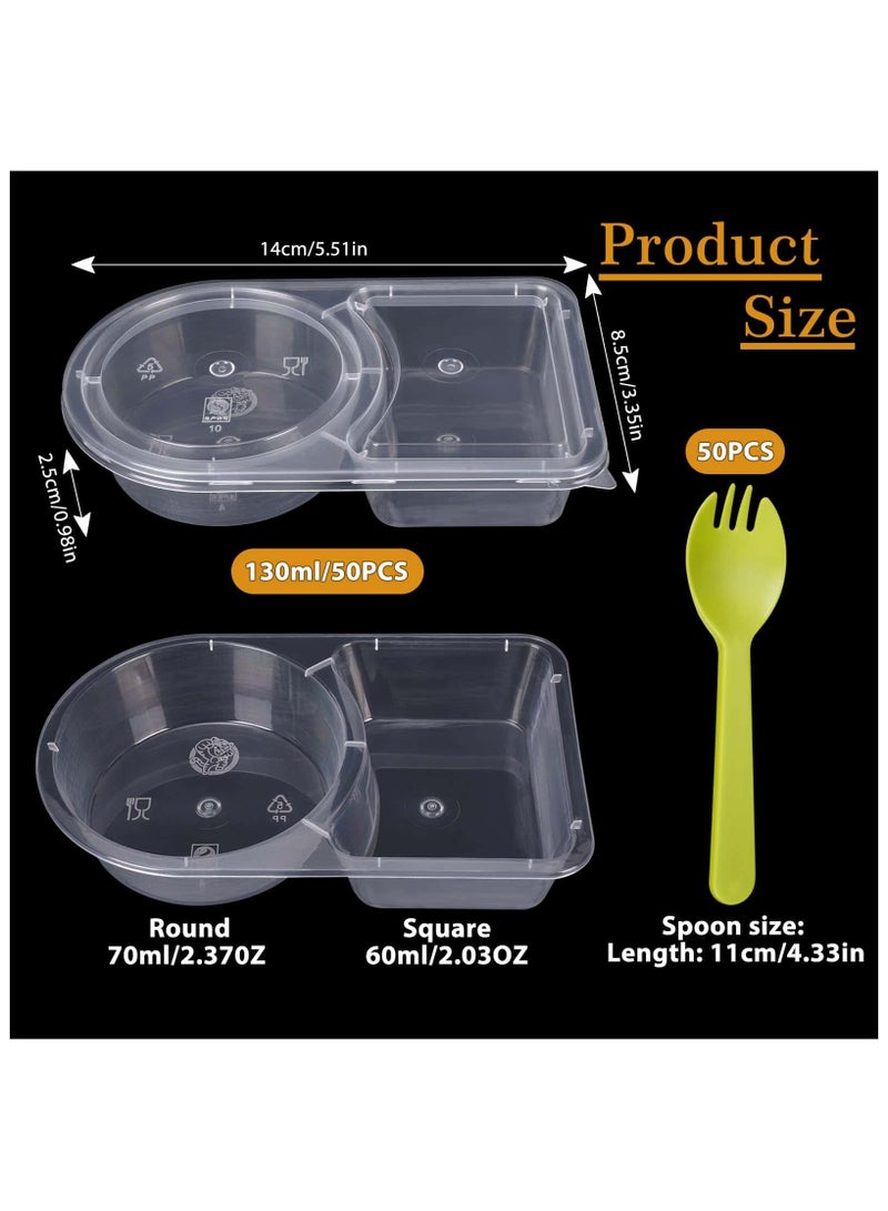 Anmi 50pcs Food Storage Containers with Lids, 5oz Snack Containers with 50pcs Spoons - Image 2