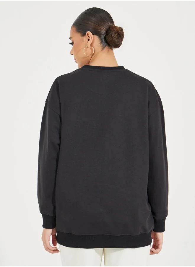 Styli Oversized Solid Longline Sweatshirt
