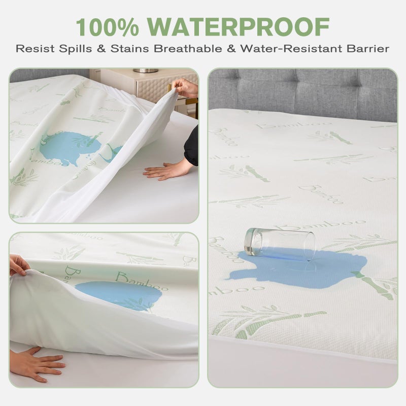 Flippeddream Bamboo Mattress Protector Full Size (54"" x 75"") : 100% Waterproof  Cooling Experience Unrivaled Comfort Perfect for Every Family - Image 3