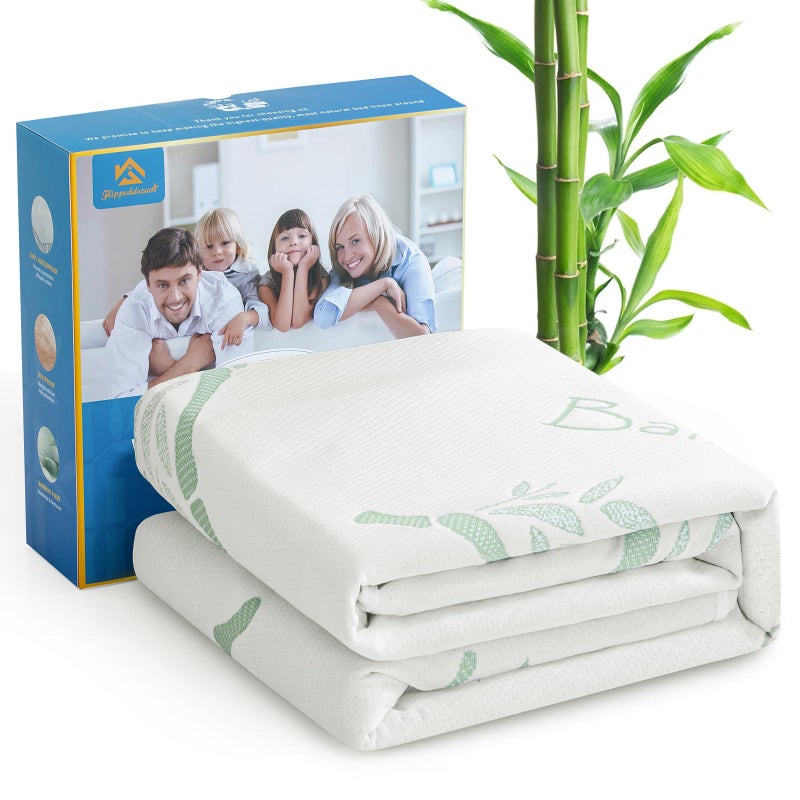 Flippeddream Bamboo Mattress Protector Full Size (54"" x 75"") : 100% Waterproof  Cooling Experience Unrivaled Comfort Perfect for Every Family - Image 2