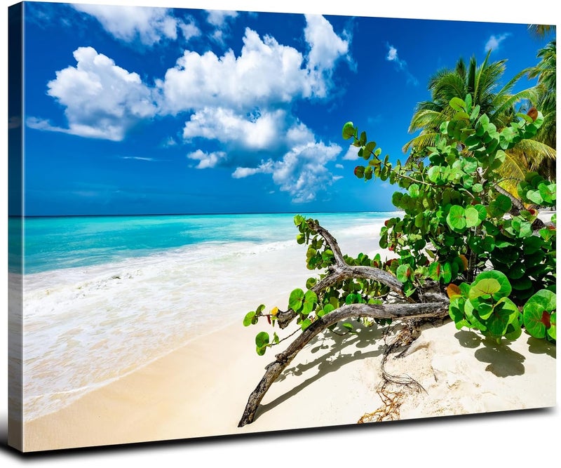 YOOOAHU Blue Ocean Canvas Wall Art - Florida Beach Scene - Image 1