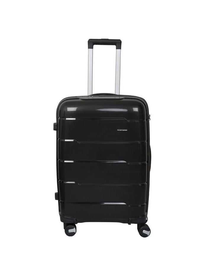 Milan Unisex Spinner Luggage Set - 4 Pieces - Black. Made of unbreakable polypropylene.  - Image 2
