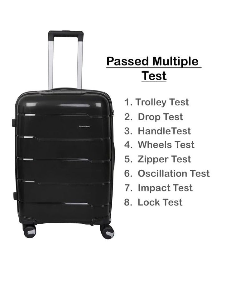 Milan Unisex Spinner Luggage Set - 4 Pieces - Black. Made of unbreakable polypropylene.  - Image 5