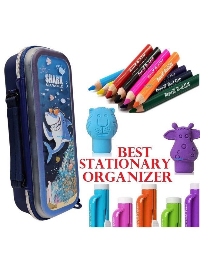 فنبلاست حقائب أقلام فن بلاست للأولاد - حقيبة متعددة الأغراض بسحاب للأولاد في المدارس، صندوق منظم للأدوات المكتبية، حقيبة أقلام أنيقة لأطفال المدارس، هدية إرجاع للأطفال - Image 3