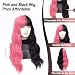 MORTICIA Long Loose Wavy Half Pink and Half Black Full Bang Wig - Image 3
