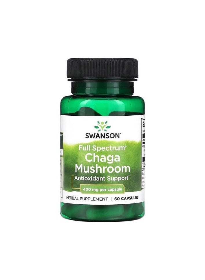 SWANSON Full Spectrum Chaga Mushroom, 400 mg, 60 Capsules