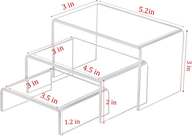 TPGP WEITELAI Acrylic Risers for Display - 6 PC Transparent Rectangle Stands for Cupcakes, Desserts, and Collectibles - Image 4