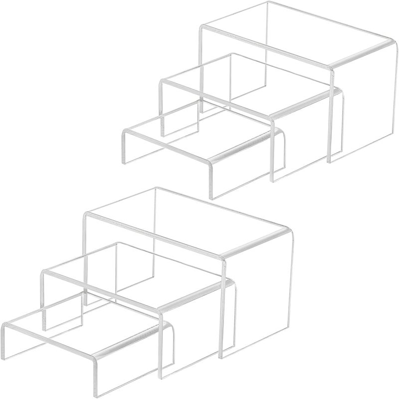 TPGP WEITELAI Acrylic Risers for Display - 6 PC Transparent Rectangle Stands for Cupcakes, Desserts, and Collectibles - Image 1