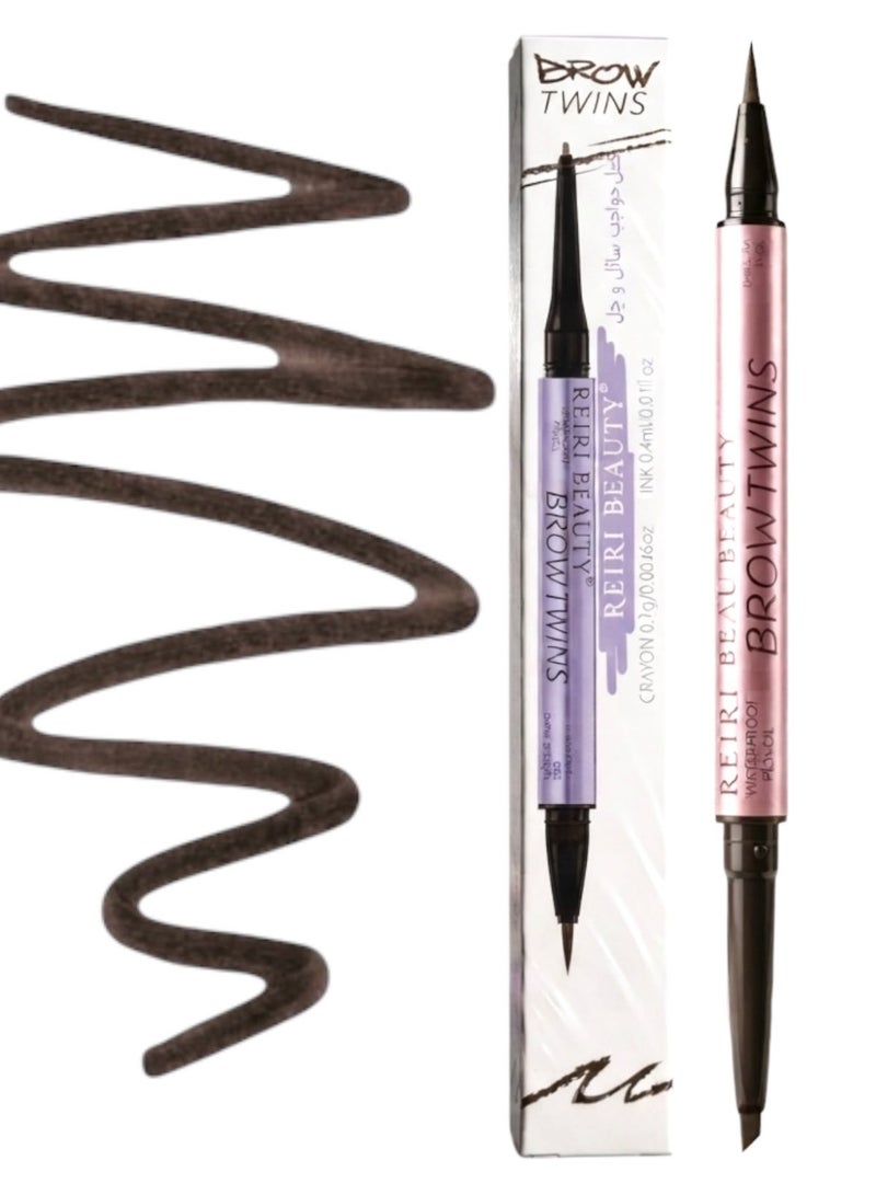 WATERPROOF PENCIL & INK STAIN BROW TWINS EYEBROW PEN 002 Dark Brown - Image 1