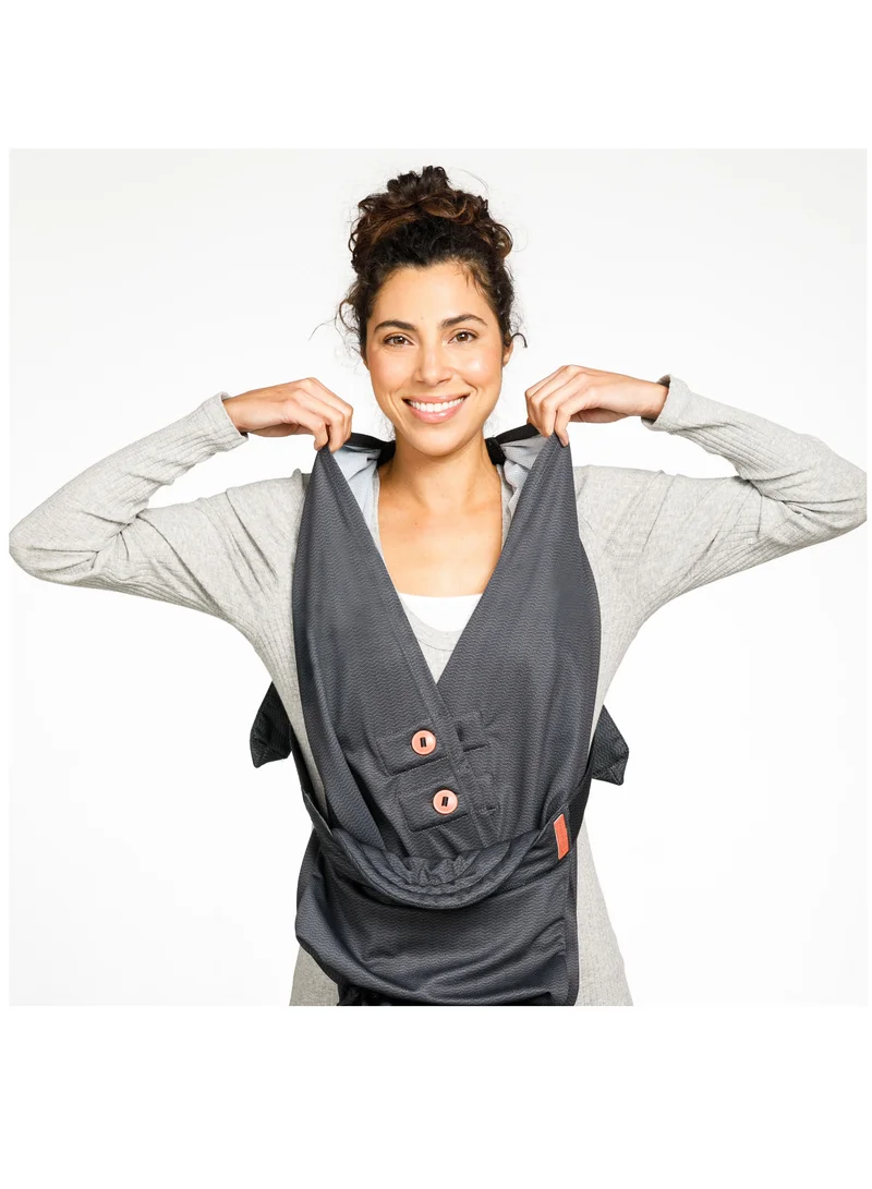 infantino Hug And Cuddle Adjustable Hybrid Wrap Baby Carrier with Quilted Privacy Cover And Built-in Storage Pouch From 0 Months and Above - Black
