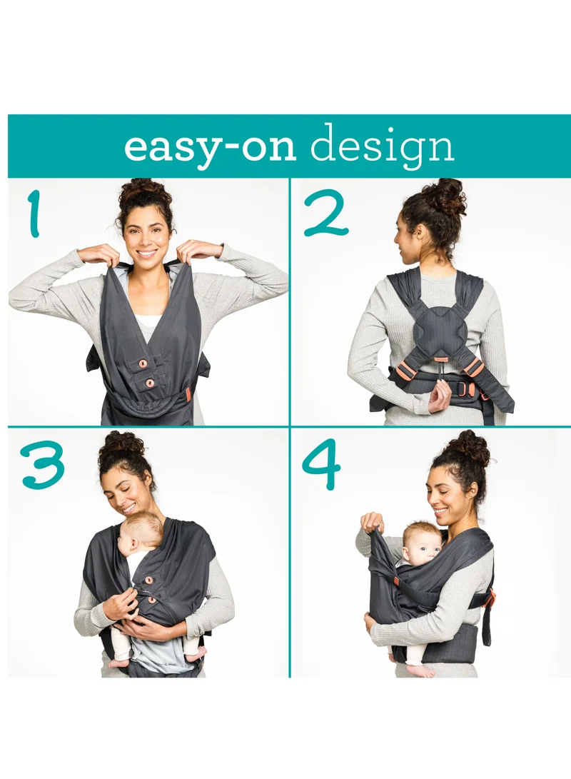 إنفانتينو Hug And Cuddle Adjustable Hybrid Wrap Baby Carrier with Quilted Privacy Cover And Built-in Storage Pouch From 0 Months and Above - Black