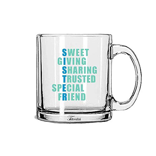 TONKWALAS Sister Meaning Printed Transparent Glass Coffee and Tea Mug Perfect Gifts for Rakhi Gift for Sister Birthday (325 ML) - Image 1