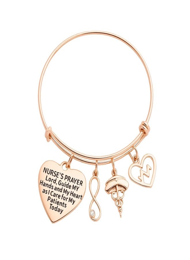 Infinity Collection Nurse Prayer Charm Bangle Bracelet, Nursing Student Gifts, Nurse Week Appreciation Gifts for Women - Image 1