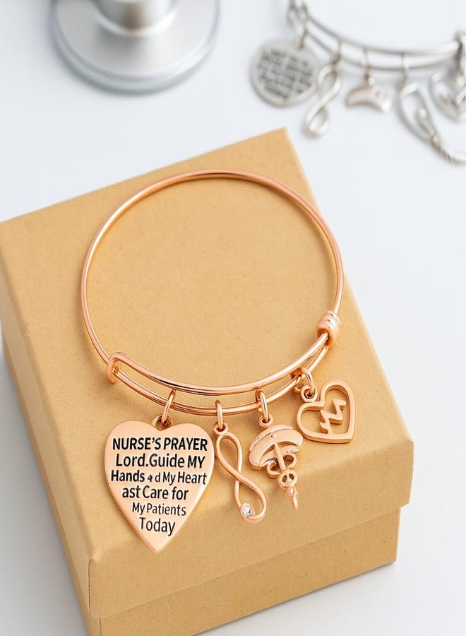 Infinity Collection Nurse Prayer Charm Bangle Bracelet, Nursing Student Gifts, Nurse Week Appreciation Gifts for Women - Image 2