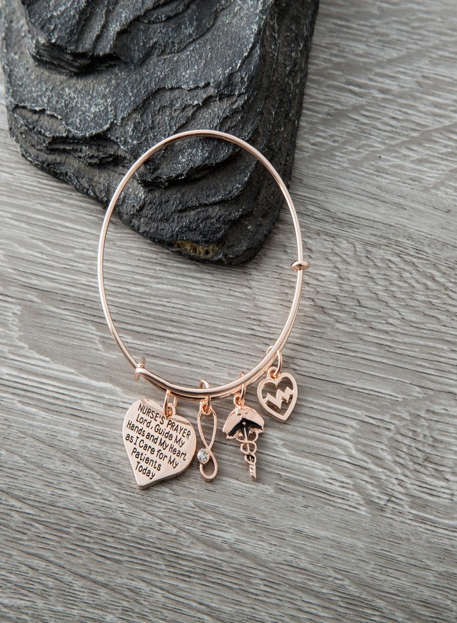 Infinity Collection Nurse Prayer Charm Bangle Bracelet, Nursing Student Gifts, Nurse Week Appreciation Gifts for Women - Image 3