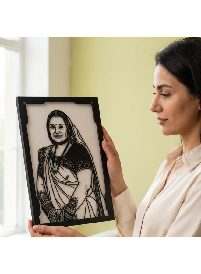 ارتيكرا لوحة جدارية ثلاثية الأبعاد مطبوعة حسب الطلب من ARTIQRA - إطار صور شخصي منخفض التجسيم، ديكور عصري بسيط، تركيب خفيف الوزن بدون حفر، لمسة نهائية سوداء غير لامعة، هدية فريدة مخصصة (متوسط/كبير) - Image 3