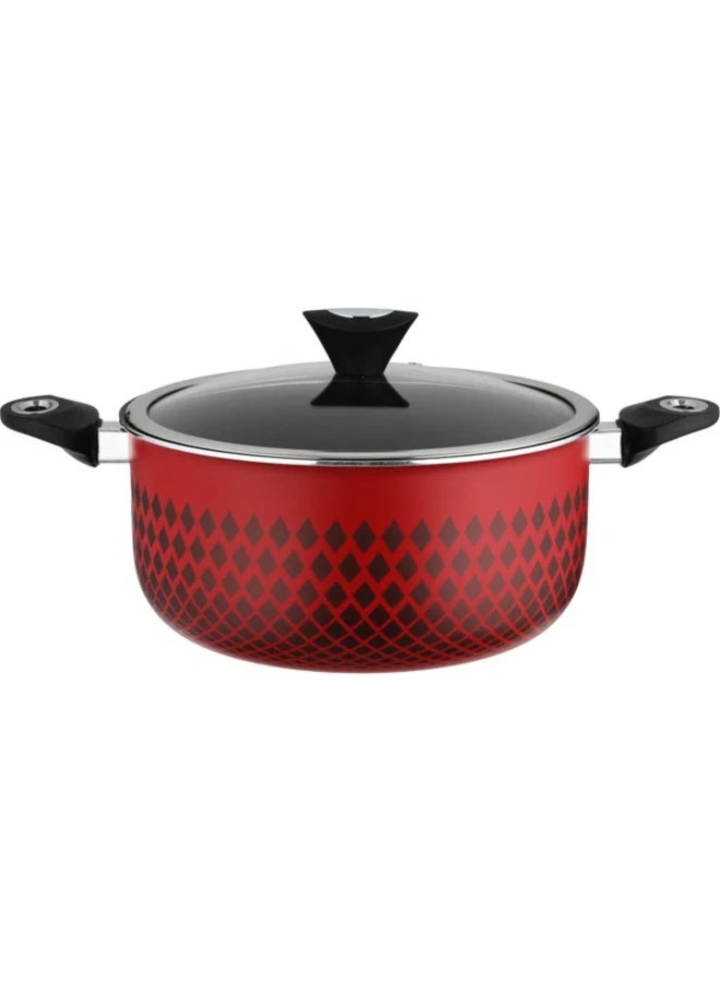 Cookware Set, 9 Pieces, Glass Lid - Red/Black - Image 3