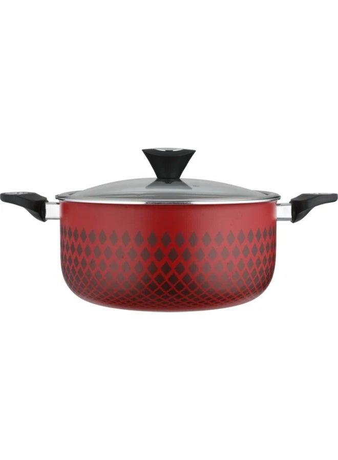 Cookware Set, 9 Pieces, Glass Lid - Red/Black - Image 4