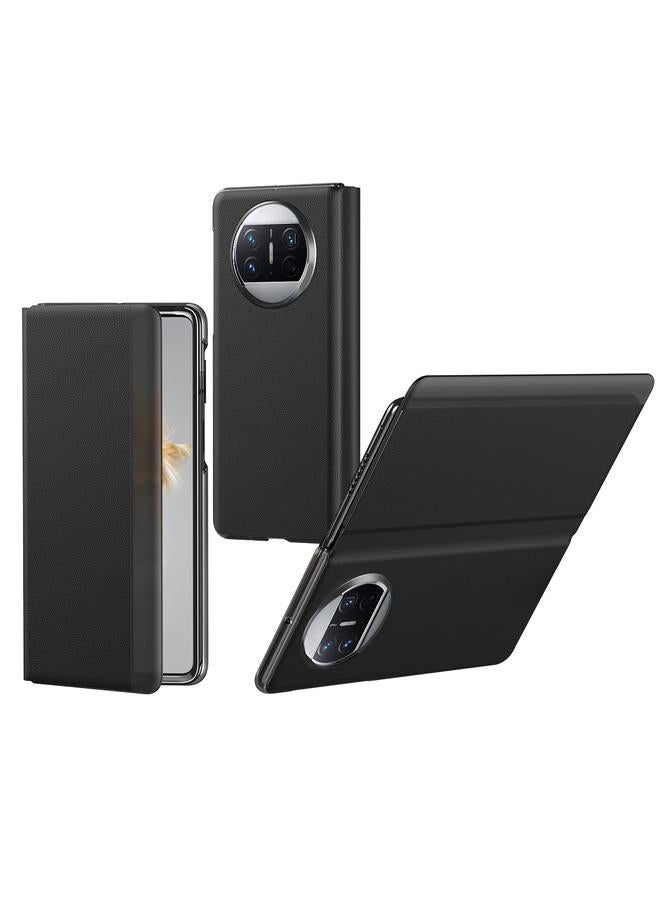 S-TOP Case For Huawei Mate X3 Litchi Pattern Foldable Side Window View Protective Phone Case - Image 1