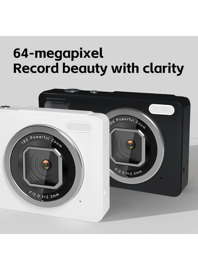 Black DC15 Mini Portable Camera 4K 64MP Anti Shake 18x Zoom 900mAh Battery - Image 5