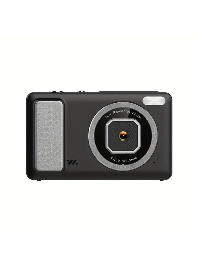 Black DC15 Mini Portable Camera 4K 64MP Anti Shake 18x Zoom 900mAh Battery - Image 1