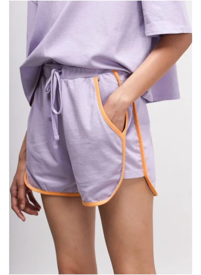 نسيسير Boxy Purple Cotton Shorts