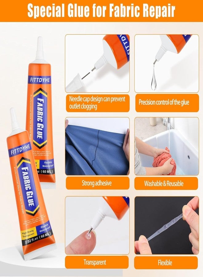 FITTDYHE 3Pcs Fabric Glue Permanent, 60 ML Washable Clear Clothing Glue, Super Fabric Glue for Rhinestones, Patches, Clothes, Denim, Leather, Polyester, Fabrics, Doll Repair, Flannel, Cotton - Image 3