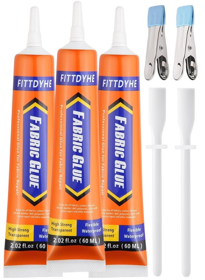 FITTDYHE 3Pcs Fabric Glue Permanent, 60 ML Washable Clear Clothing Glue, Super Fabric Glue for Rhinestones, Patches, Clothes, Denim, Leather, Polyester, Fabrics, Doll Repair, Flannel, Cotton - Image 1
