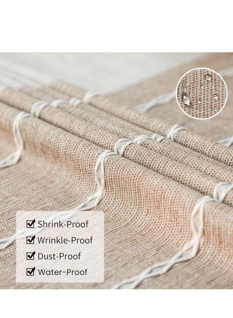 GUDOO مفارش طاولة، بمقاس 55 × 86 إنش، مفرش طاولة مقاوم للماء، من الكتان مقاوم للتجاعيد وتلاشي اللون، تصميم ريفي لتزيين المطبخ وغرفة الطعام (مستطيل/طويل، يناسب 6-8 مقاعد، لون قهوة فاتح). - Image 5