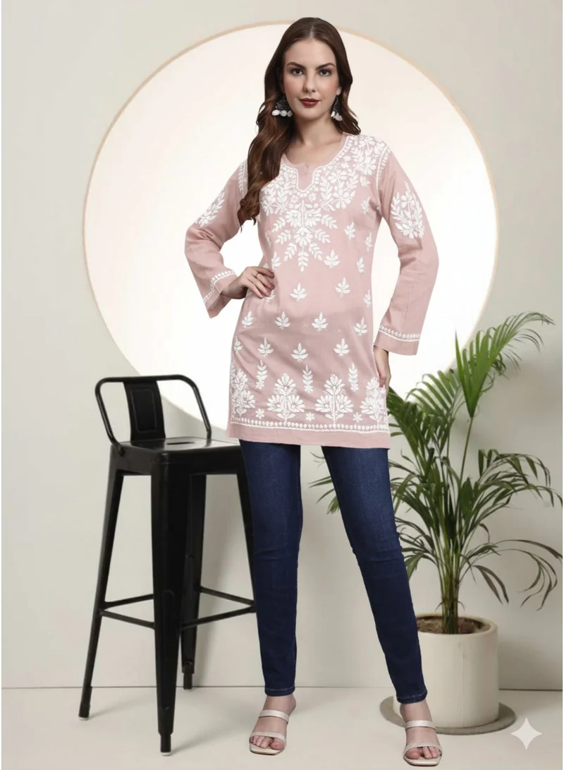 الايا بلوزة قصيرة مطرزة يدوياً بالقطن شيكانكاري للنساء