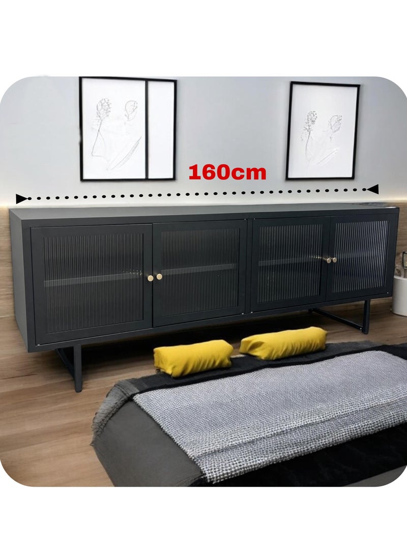 Living Modern Glass Doors TV Table, With Shelf 160 CM