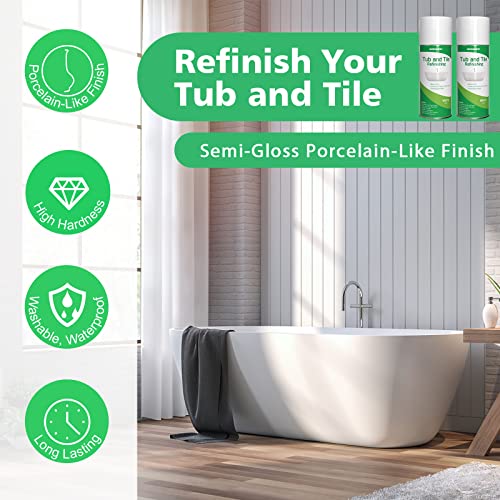 NADAMOO White Bathtub and Tile Refinishing Spray Paint Kit, 450ml (2 Pack), Semi-Gloss DIY Coating for Porcelain, Fiberglass, and Sinks - Image 2