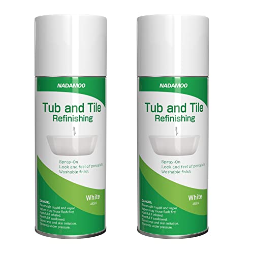 NADAMOO White Bathtub and Tile Refinishing Spray Paint Kit, 450ml (2 Pack), Semi-Gloss DIY Coating for Porcelain, Fiberglass, and Sinks - Image 1