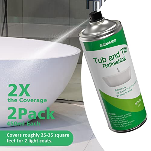 NADAMOO White Bathtub and Tile Refinishing Spray Paint Kit, 450ml (2 Pack), Semi-Gloss DIY Coating for Porcelain, Fiberglass, and Sinks - Image 4