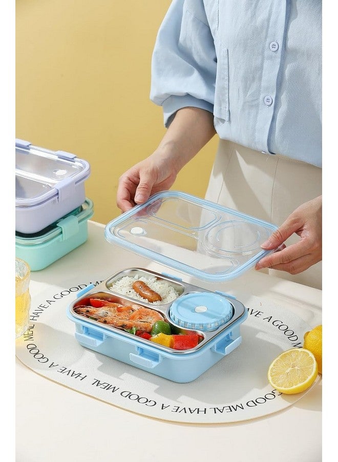 TEC TAVAKKAL Lunch Box 3 Compartment Leak-Proof BPA Free Stainless Steel, Lunch Box for Kids, Lunch Box for School & Office with a Fork, a Spoon and a Pair of Chopsticks (Purple), 750 ml - Image 3