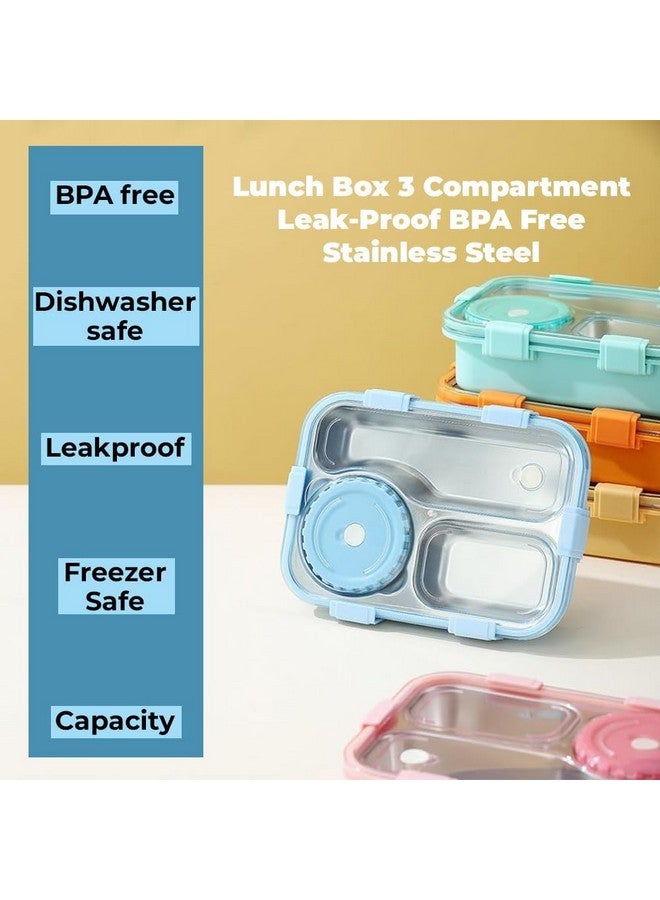 TEC TAVAKKAL Lunch Box 3 Compartment Leak-Proof BPA Free Stainless Steel, Lunch Box for Kids, Lunch Box for School & Office with a Fork, a Spoon and a Pair of Chopsticks (Purple), 750 ml - Image 5