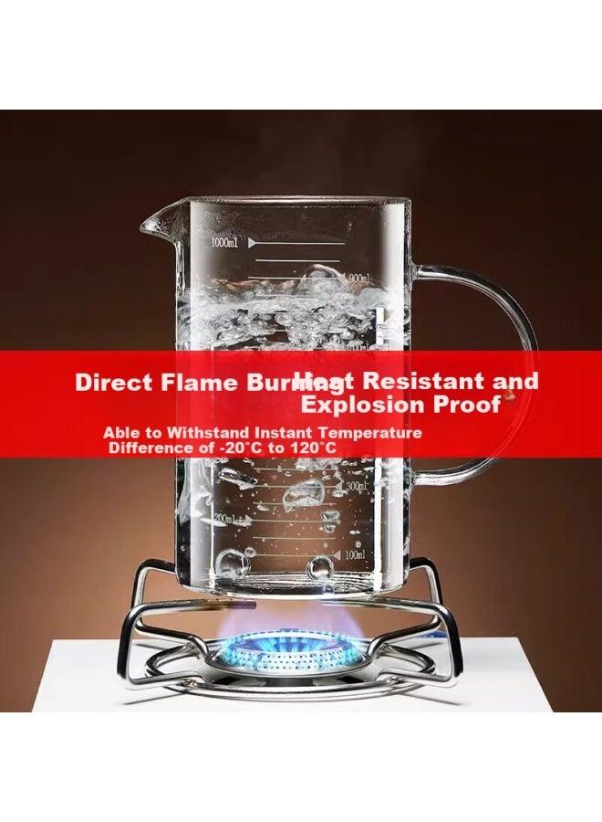 PAKCHOICE كوب قياس زجاجي عالي البورسليكات من باك تشويس مع مقاومة عالية لدرجات الحرارة ومضاد للانفجار، كوب قياس حليب شفاف مع مقياس لأدوات الخبز المنزلية - Image 3