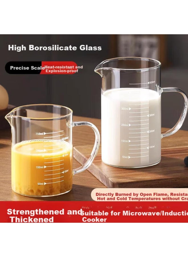 PAKCHOICE كوب قياس زجاجي عالي البورسليكات من باك تشويس مع مقاومة عالية لدرجات الحرارة ومضاد للانفجار، كوب قياس حليب شفاف مع مقياس لأدوات الخبز المنزلية - Image 1
