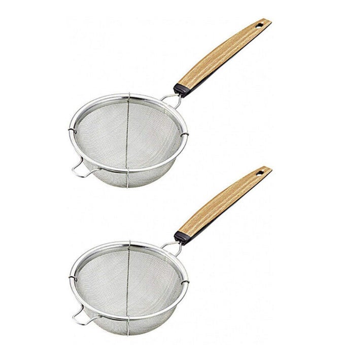 2459 FINE MESH TEA STRAINER WITH HANDLE STAINLESS STEEL SMALL SIFTER FOR DRINKS COCKTAILS COFFEE AND MATCHA 2PACK
