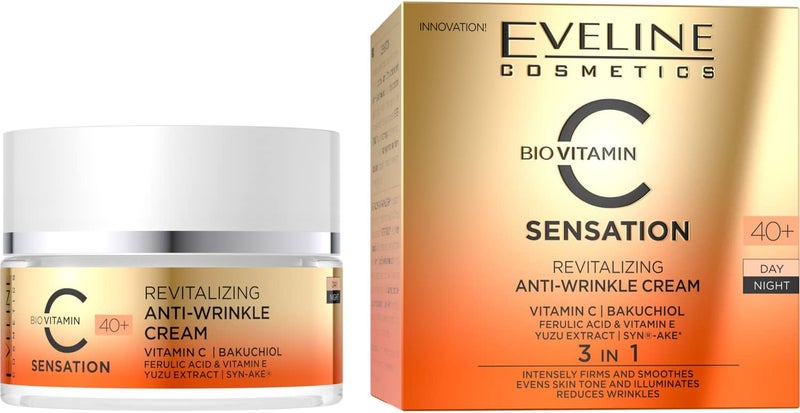 EVELINE COSMETICS كريم إيفلين كوزمتيكس سي سنسيشن المضاد للتجاعيد النهاري والليلي 40+ | تركيبة 3 في 1 لشد، تنعيم، وتفتيح البشرة | 50 مل - Image 1
