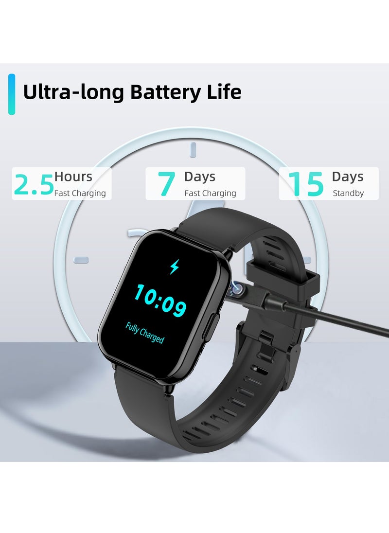 PEJE Smart Watch For Men,1.83" Display,Prayer Alerts,Arabic Support,Bluetooth Calls,1ATM Waterproof,Spo2/Hr/Sleep Tracking,123+ Sports Modes,7-Day Battery (280mah),Ios/Android. (Black)