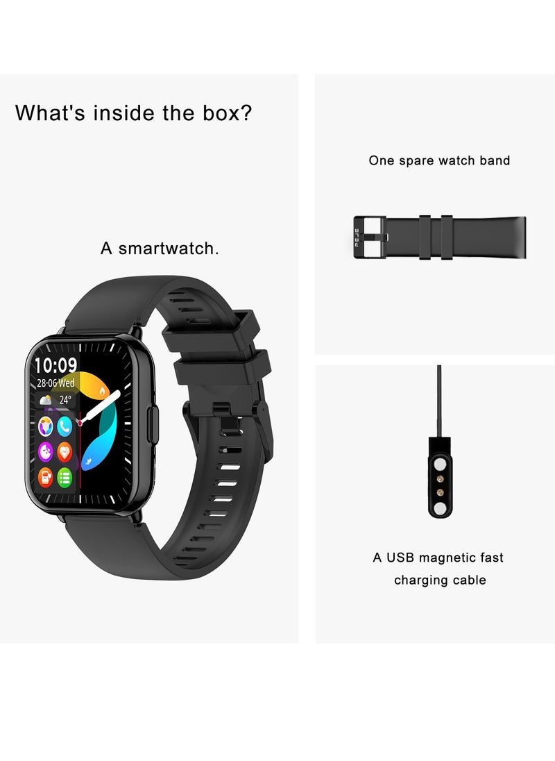 PEJE Smart Watch For Men,1.83" Display,Prayer Alerts,Arabic Support,Bluetooth Calls,1ATM Waterproof,Spo2/Hr/Sleep Tracking,123+ Sports Modes,7-Day Battery (280mah),Ios/Android. (Black)