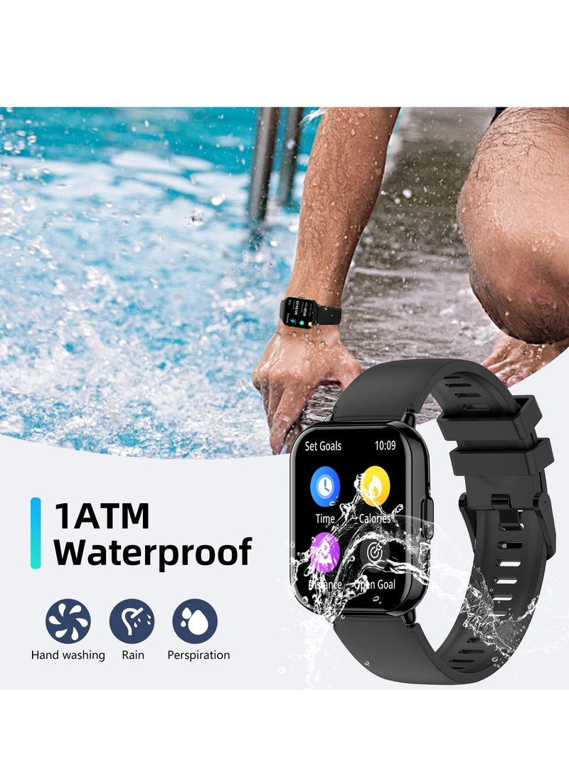 PEJE Smart Watch For Men,1.83" Display,Prayer Alerts,Arabic Support,Bluetooth Calls,1ATM Waterproof,Spo2/Hr/Sleep Tracking,123+ Sports Modes,7-Day Battery (280mah),Ios/Android. (Black)