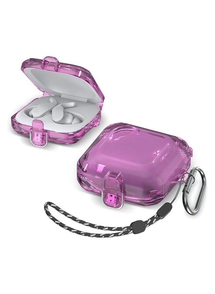 Protective Case Compatible with Secure Lock for Bets Fit Pro Headphones Protective Case Only Headphones Not Included Clear Shock Absorbing Hard PC Cover Accessories with Keychain/Lanyard (Purple) 